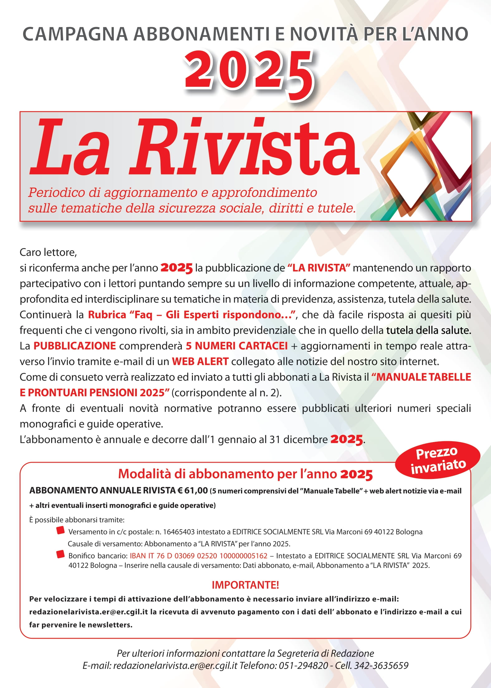 LA RIVISTA CAMPAGNA ABBONAMENTI 2025