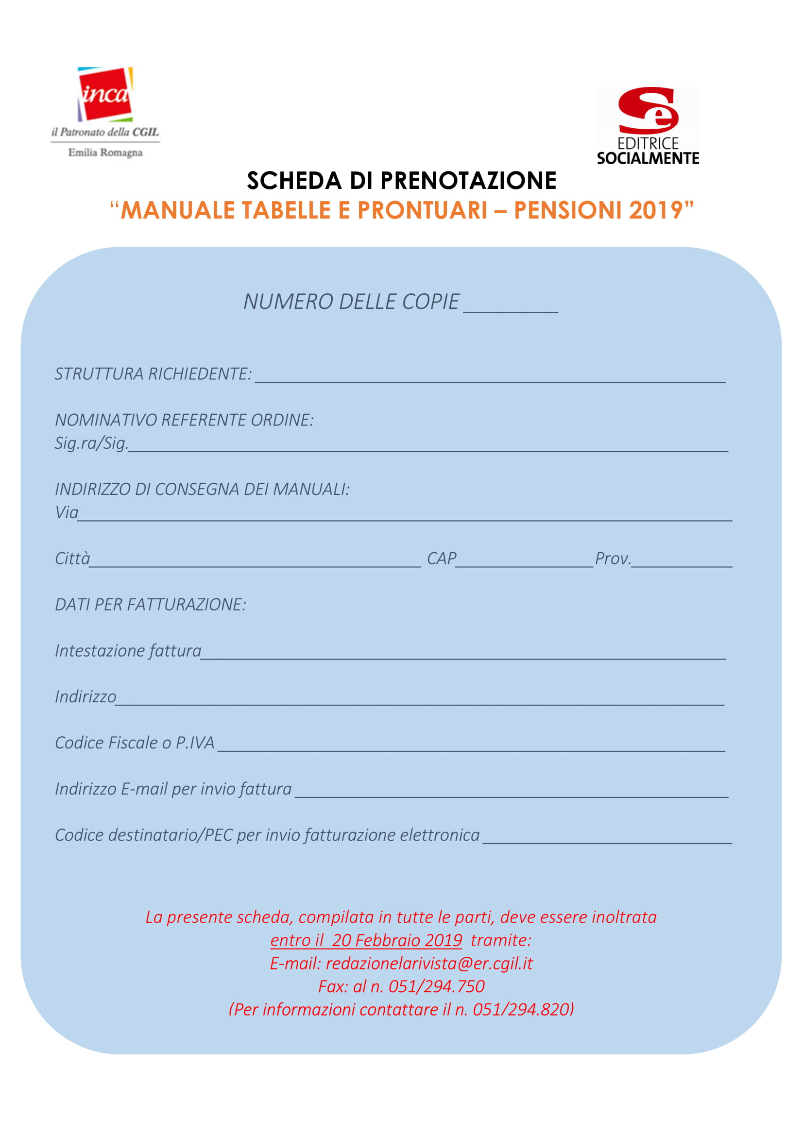 PROMOZIONE MANUALE TABELLE 2019 2