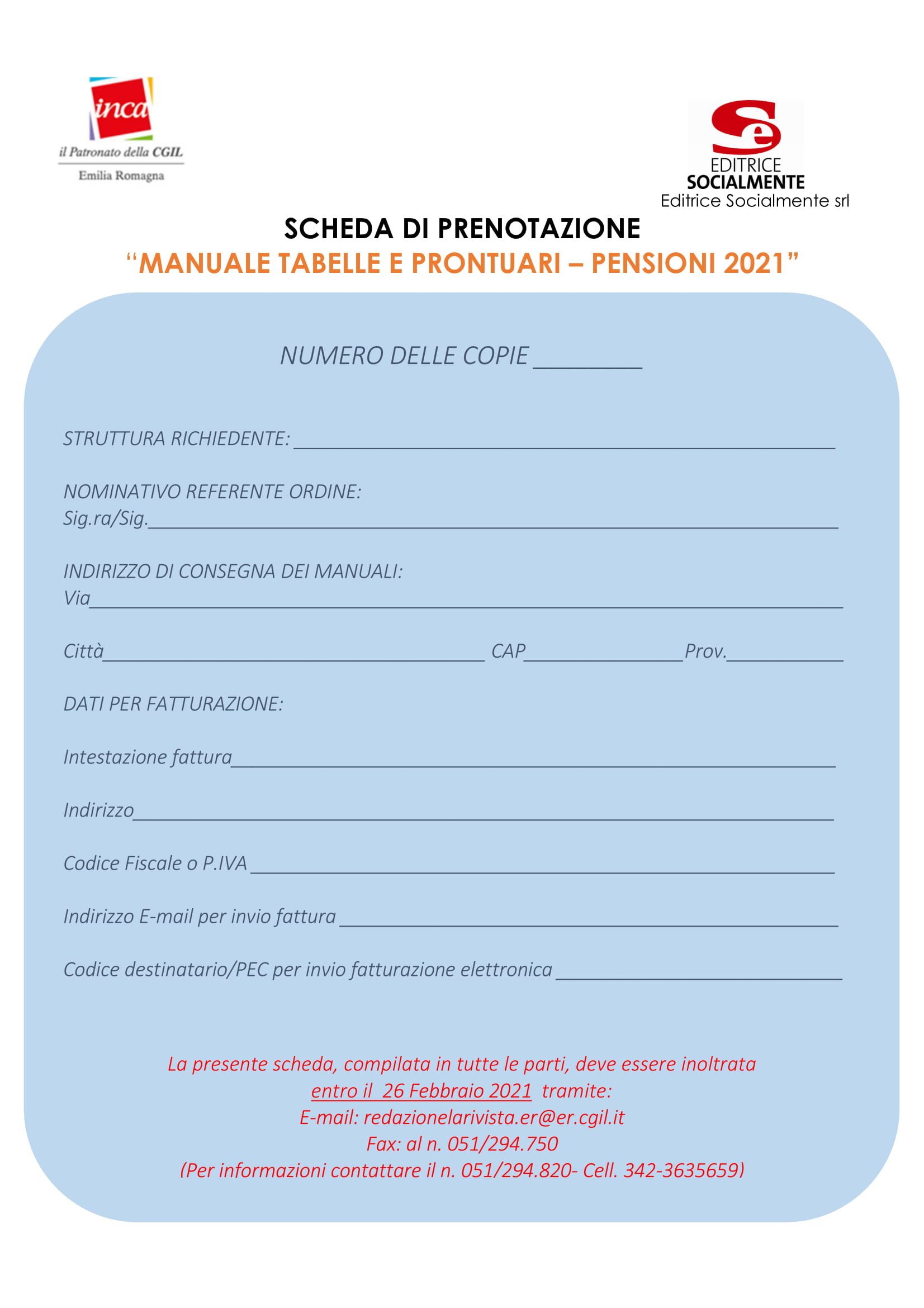 PROMOZIONE MANUALE TABELLE 2021 2