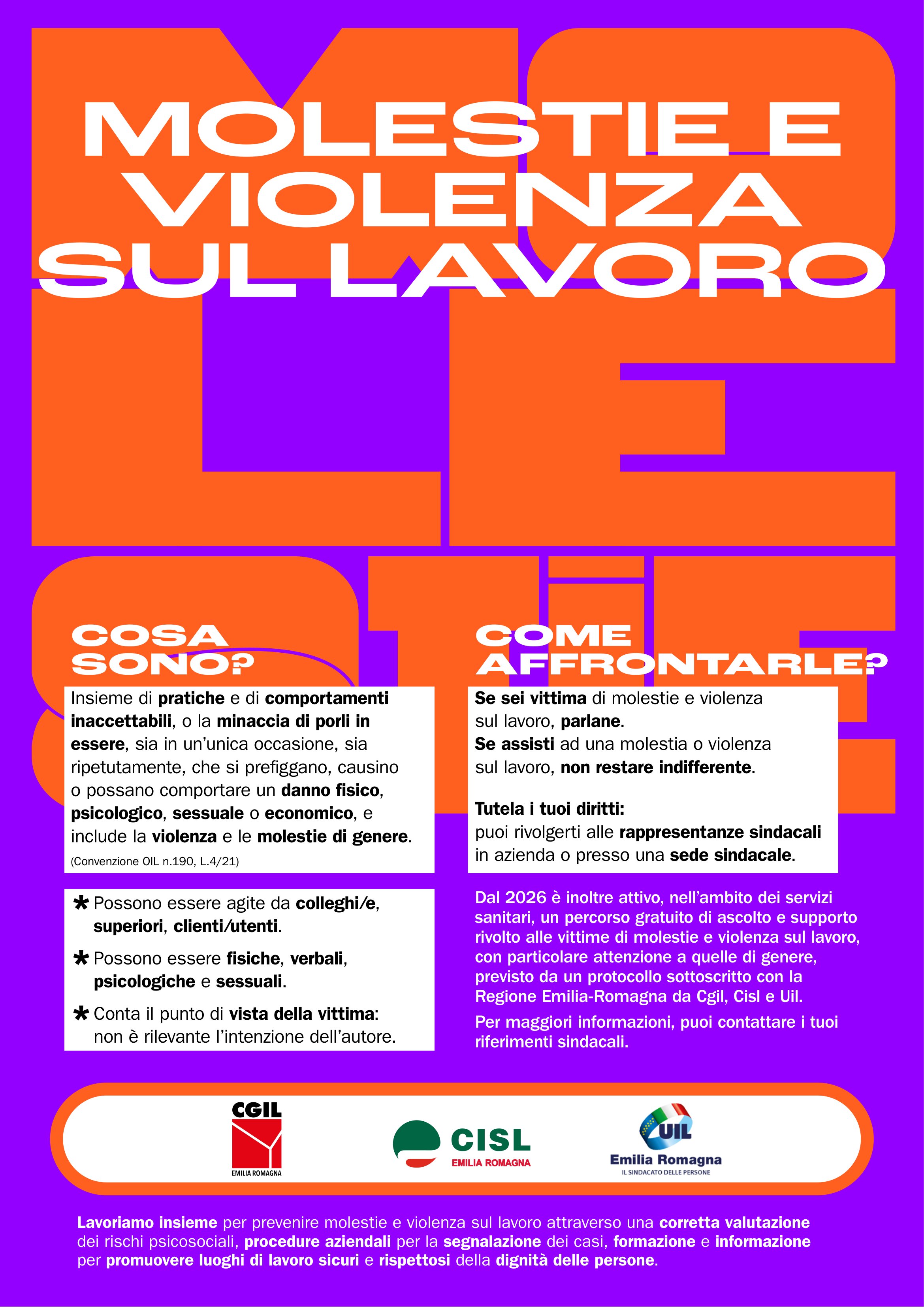 CGIL CISL UIL E.R. MOLESTIE SUL LAVORO 1
